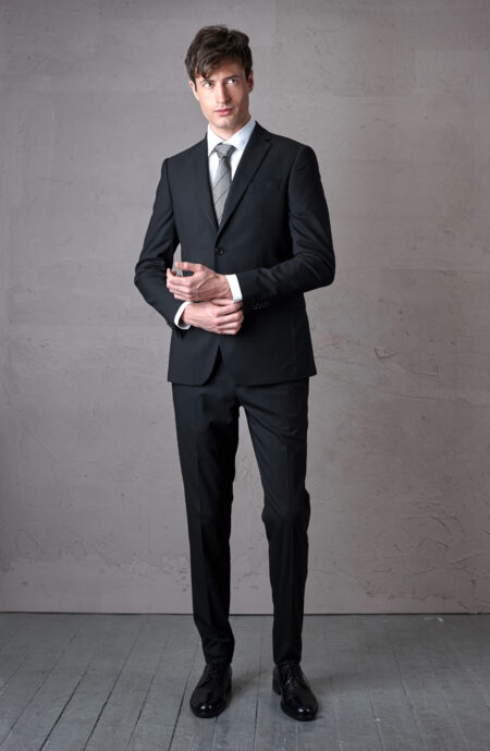 Two Piece Charcoal Textured Formal Suit - Pax