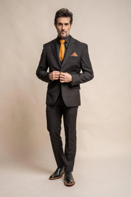 Marco Black Regular Three Piece Suit - Image 2