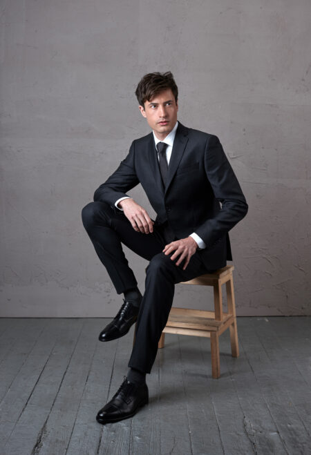 Marco Black Regular Three Piece Suit